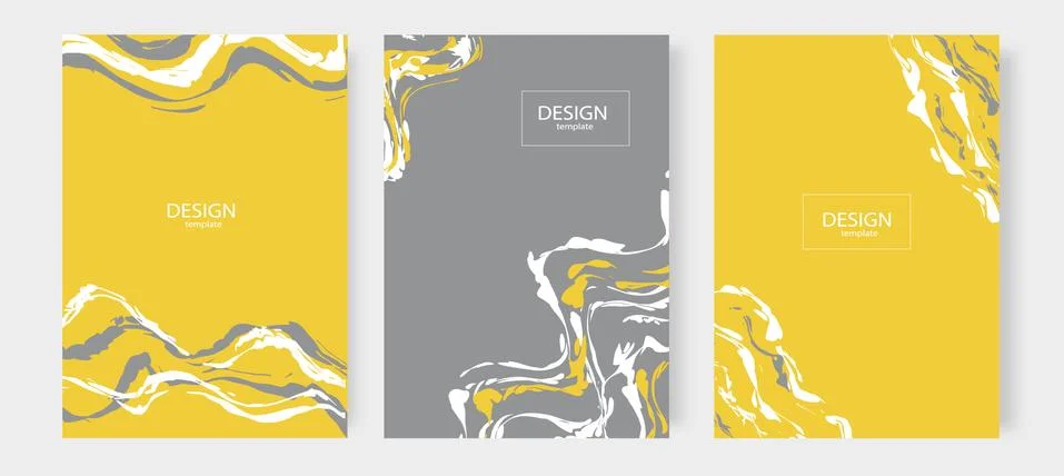 Set template abstract texture of liquid colors of gray and yellow. For Stock Illustration