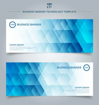 Set of template banner web geometric hexagon pattern blue background technolo Stock Illustration