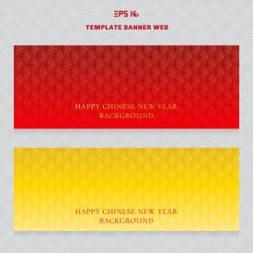Set of template banner web luxury chinese new year pattern golden and red bac Stock Illustration