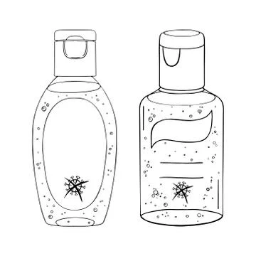 Set template bottle gel antiseptic hands. Personal hygiene product. Sanitizer Illustrazione stock