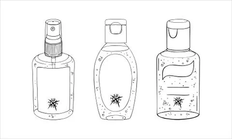 Set template bottle gel antiseptic hands. Personal hygiene product. Sanitizer Stock Illustration