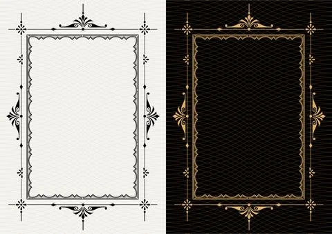 Set Template of Decorative vintage frames,borders rectangular shape. Baroque Illustrazione stock