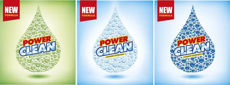 Set of template design laundry detergent package Stock Illustration