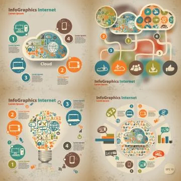 Set Template for infographic with content in the cloud and devic Illustrazione stock