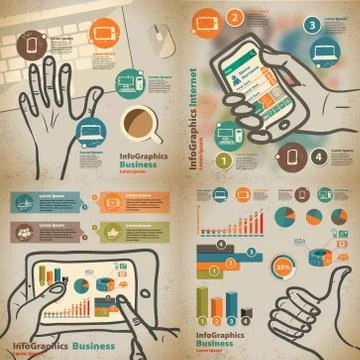 Set Template for infographic with content in the cloud and devic Stock Illustration