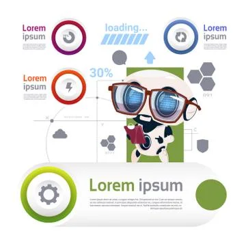 Set Of Template Infographics With Modern Robot Robotics Technology Artificial Stockillustratie