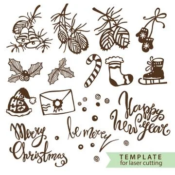 Set of template for making a stamp or laser cutting Illustrazione stock