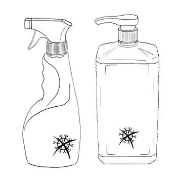 Set template medical antiseptic surfaces. Product for hygiene. Disinfection Stock Illustration