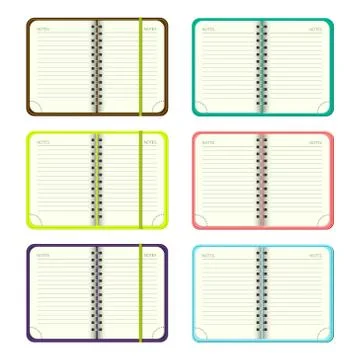 Set of Template Open a blank notepad. Vector personal organizer with  colourful 스톡 일러스트