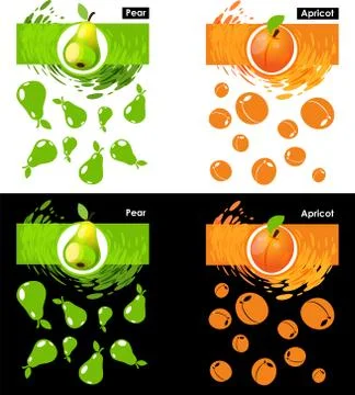 Set template of pear and apricot fruit Stock Illustration
