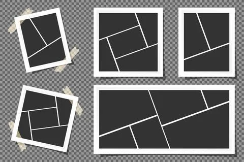 Set of template photo frames isolated on transparent background. Stock Illustration