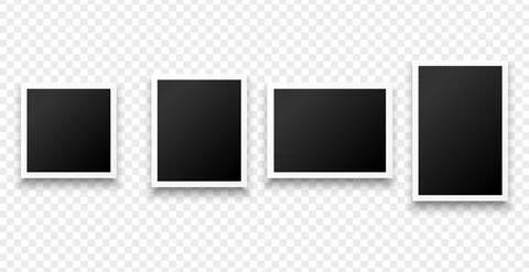 Set of template photo frames with shadow on transparent background. Vector il Stock Illustration