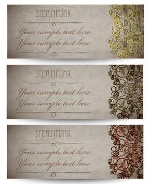 Set template steampunk design for card. Frame steampunk style Stock Illustration
