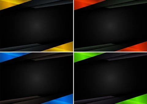 Set of template technology corporate concept abstract triangle geometric blac Stock Illustration