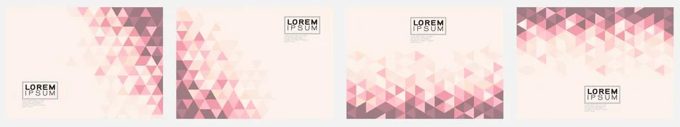 Set of template with trendy triangle pattern color gradation on corner position. Stock Illustration