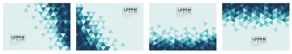 Set of template with trendy triangle pattern color gradation on corner position. Illustrazione stock
