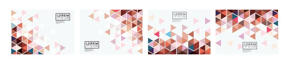 Set of template with trendy triangle pattern on corner position. 스톡 일러스트