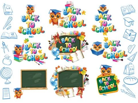 Set of templates for Back to school Stock Illustration