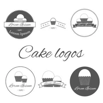 Set of templates with cakes for logos Stock Illustration