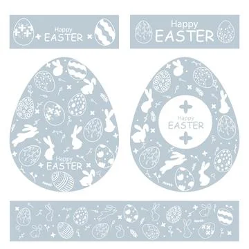 Set of templates for decorating Easter eggs.Happy Easter Seamless Easter pattern Stock Illustration