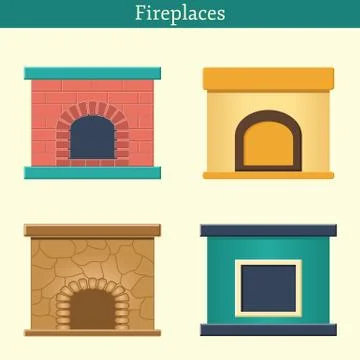 Set of templates with fireplaces Stock Illustration