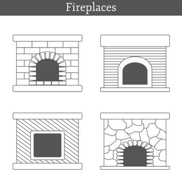Set of templates with fireplaces Stock Illustration
