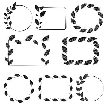 Set of templates from frames with different leaves 스톡 일러스트