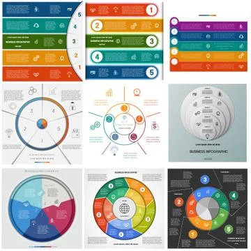 Set templates Infographics cyclic processes on five positions イラスト素材