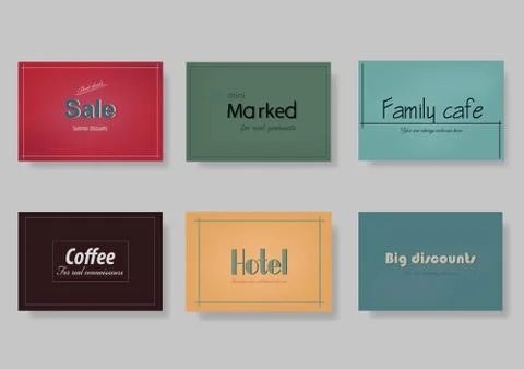 A set of templates, labels, cards on different subjects. Stock Illustration