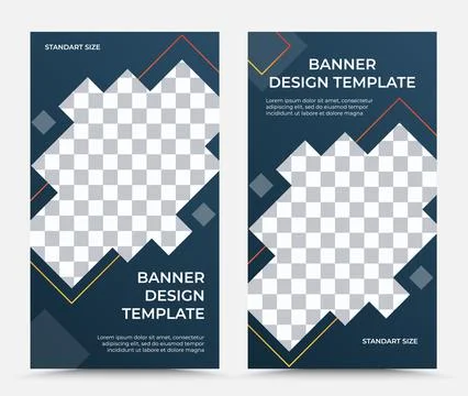 Set templates of vector banners in orange on blue-gray Stock Illustration