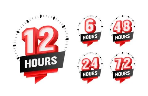 Set of temporary timers, hours of time left. Vector illustration Stock Illustration