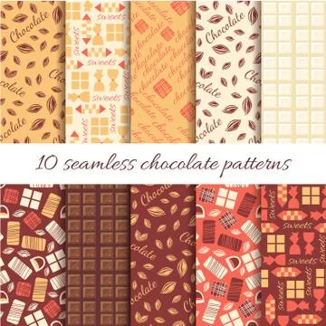Set of ten abstract  chocolate seamless patterns Stock Illustration