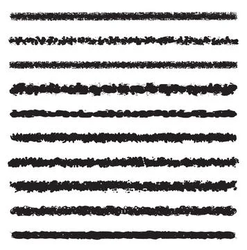 Set of ten black vector grunge ink brush strokes for your design. Stock Illustration