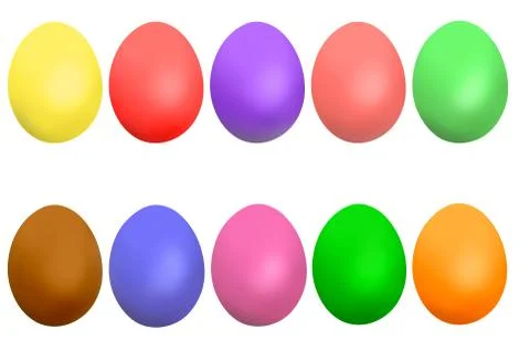 A set of ten colorful Easter eggs Stock Photos