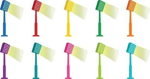 Set of ten colorful windsock flags in different colors, blank space for tex.. Stock Illustration