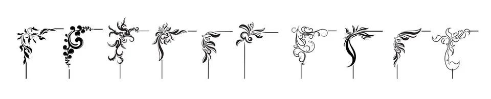 Set of ten decorative vector corners, design elements, elegant borders for yo Stock Illustration
