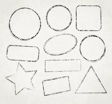 Set of ten grunge vector templates for rubber stamps on old paper background Stock Illustration
