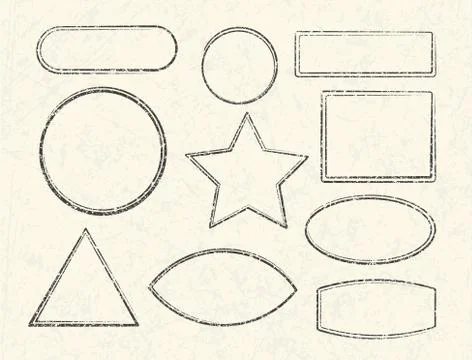 Set of ten grunge vector templates for rubber stamps on old paper background Ilustración de archivo