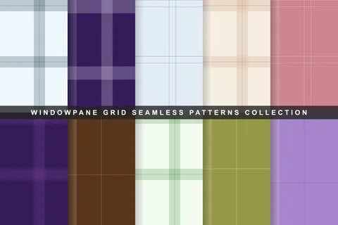 Set of ten minimalist windowpane grid seamless patterns for textile design Stock Illustration