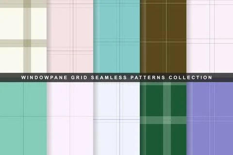 Set of ten minimalist windowpane grid seamless patterns with showcases coll.. Stock Illustration