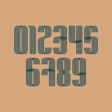 Set of ten numbers form zero to nine, number design elements Illustrazione stock
