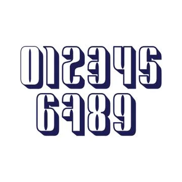 Set of ten numbers form zero to nine with shadow, number design elements Stockillustratie