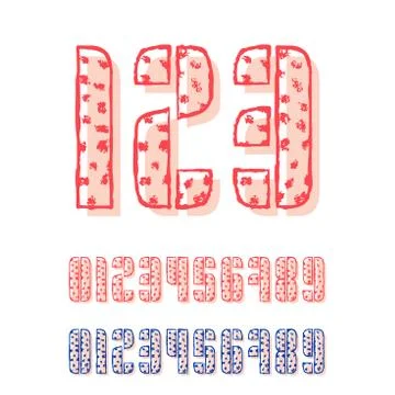 Set of ten numbers form zero to nine with Offset Printing Effect. Retro Typog Stock Illustration