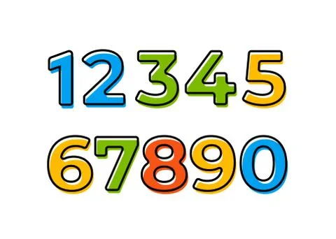 Set of ten numbers form zero to nine. Numbers vector line Illustrazione stock