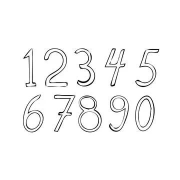 Set of ten numbers form zero to nine Stock Illustration