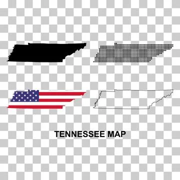 Set of Tennessee map shape, united states of america. Flat concept vector ill Stock Illustration