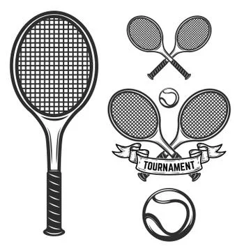 Set of tennis design elements for logo, label, emblem, sign. Vector illustrat イラスト素材