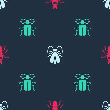 Set Termite, Clothes moth and Chafer beetle on seamless pattern. Vector Illustrazione stock