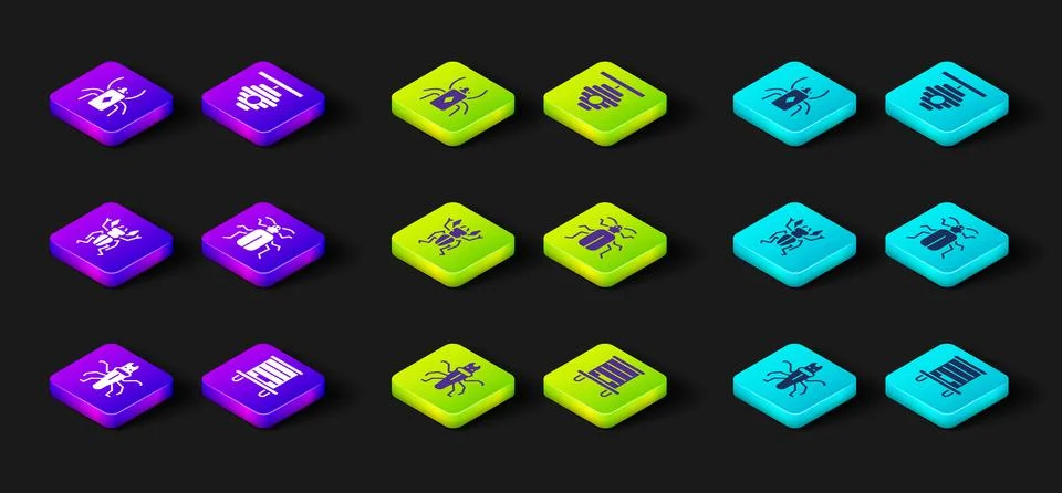Set Termite, Hive for bees, Beetle deer, Chafer beetle, and bug icon. Vector Ilustración de archivo