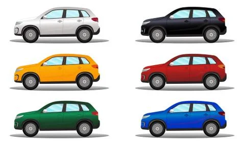 Set of terrain vehicles in different colors Stock-Illustration